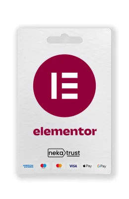 Elementor Pro WordPress eklentisi lisans kartı, pembe marka rengi ve sayfa düzenleyici ikonuyla