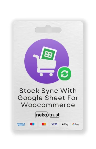 Stock Sync With Google Sheet eklentisi ömür boyu lisans kapağı, yeşil Sheets logosuyla