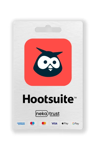 HootSuite sosyal medya yönetim platformu hesap kart görseli, baykuş logosuyla