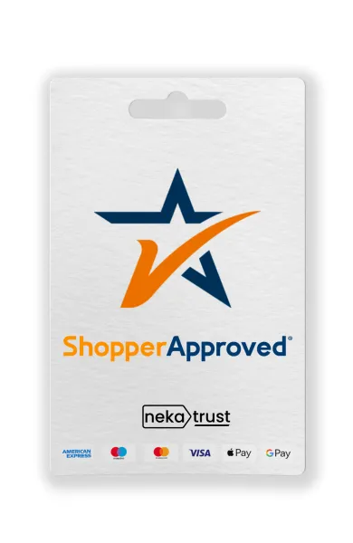 Shopper Approved 45 günlük hesap kart görseli, sarı yıldız değerlendirme grafiğiyle