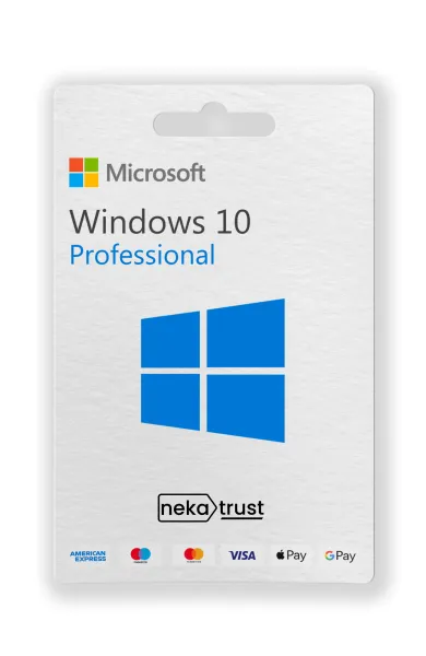 Windows 10 Professional dijital lisans anahtarı kutu görseli, mavi Windows 10 logosuyla
