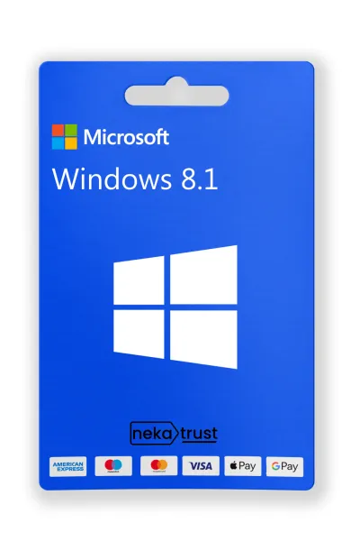 Windows 8.1 dijital lisans anahtarı kutu görseli, Windows logosu ve aktivasyon kodu etiketiyle