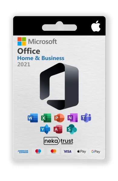 Microsoft Office 2021 Mac Home & Business ömür boyu lisans paketi, Apple uyumluluk simgesiyle