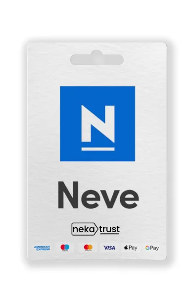 Neve Pro WordPress teması 1 yıllık lisans kart görseli, lacivert marka tasarımıyla